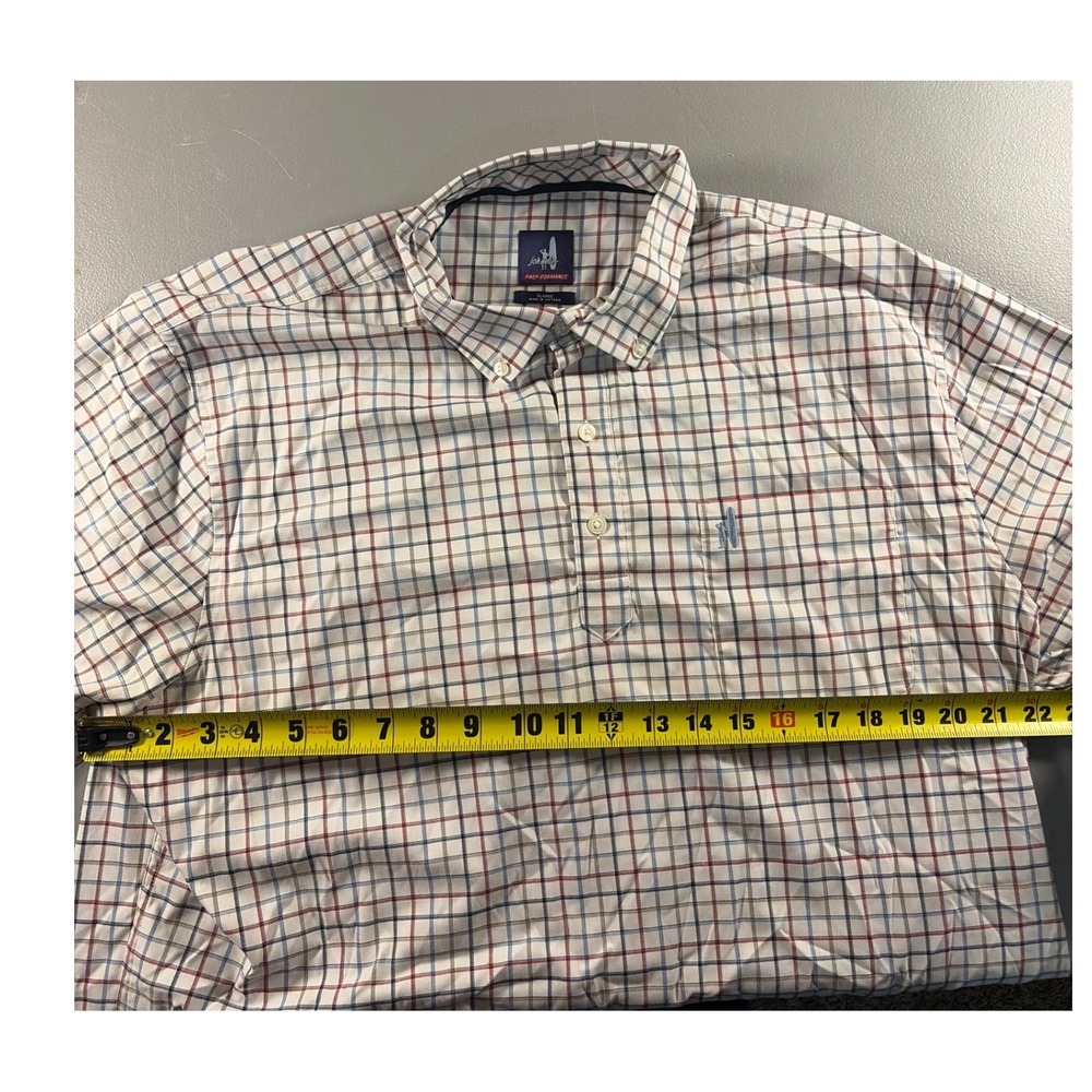 Johnnie-O Button Down Polo Mens XL White Red Blue Check Prep-Performance Short - Picture 4 of 8
